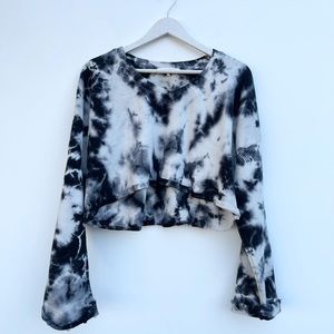 Joah Brown Cookies N Cream Tie Dye Slouchy Cropped Sweater Pullover